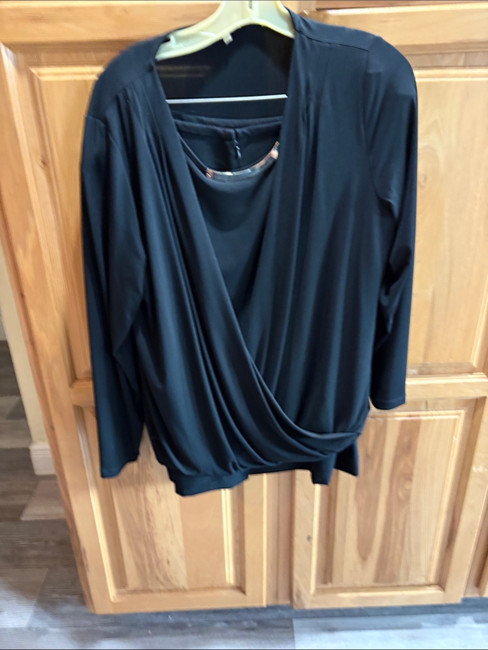 Calvin Klein Black Draped Surplice Long Sleeve Top worn once